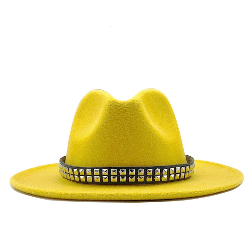 2020 Winter wool Fedoras For Women Wide Brim Felt Hat Ladies Tweed Yellow Jazz Cap Female Leopard Elegant Pork Pie | Аксессуары для