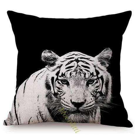 Black Zebra Portrait Pattern Square Cushion Cover Africa Animal Giraffe Tiger Lion Owl Decoration Office Sofa Throw Pillow Cases K257-14