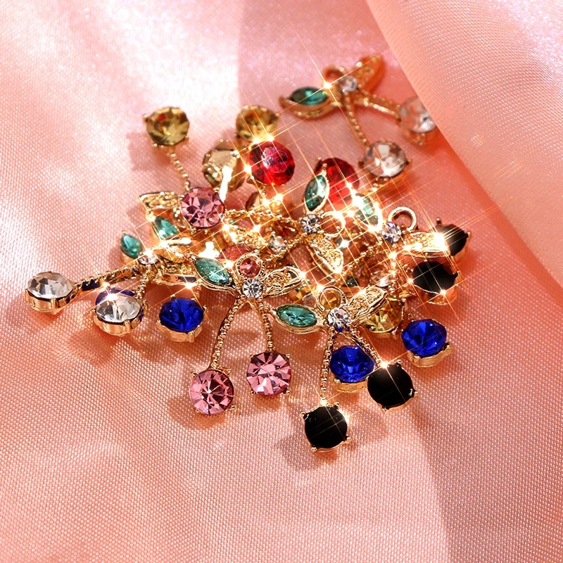 

10 шт. с украшениями в виде кристаллов Cherry Подвески золото амулеты из сплава металла и цинка фрукты ювелирные изделия для изготовления браслета ассорти, сделай сам, серьги ювелирное Поиск аксессуары оптом