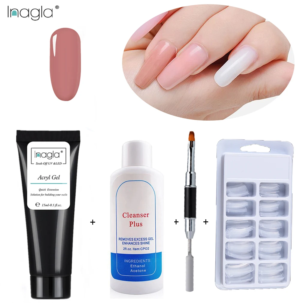 Inagla 15 мл Poly colors серия Гель-лак для ногтей Soak Off UV светодиодный лак для ногтей праймер для ногтей Гель-лак для ногтей салон маникюра - Цвет: SET 4