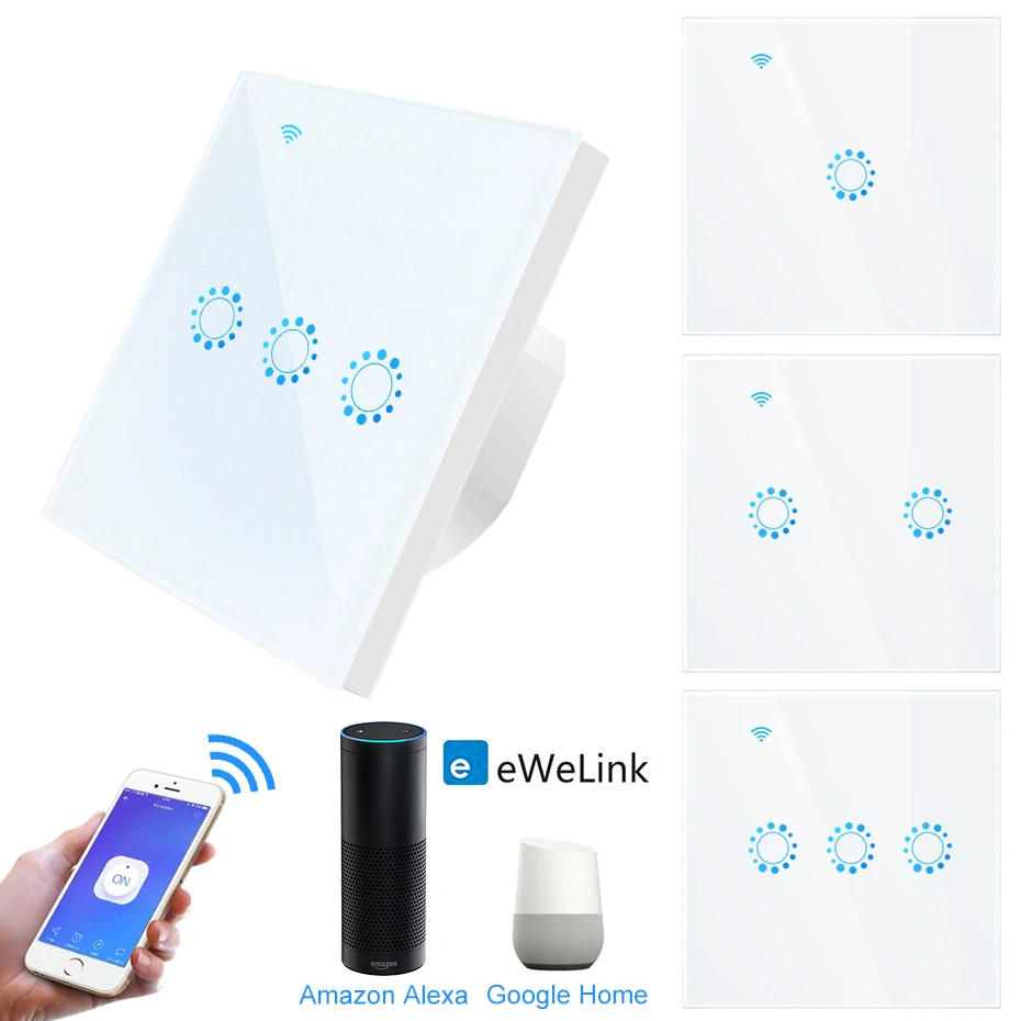 Smart WiFi 1/2/3 Gang Light Switch Touch Panel IFTTT Amazon Alexa Google Home Smart WiFi 1/2/3 Gang Light Switch Touch Panel IFTTT Amazon Alexa Google Home