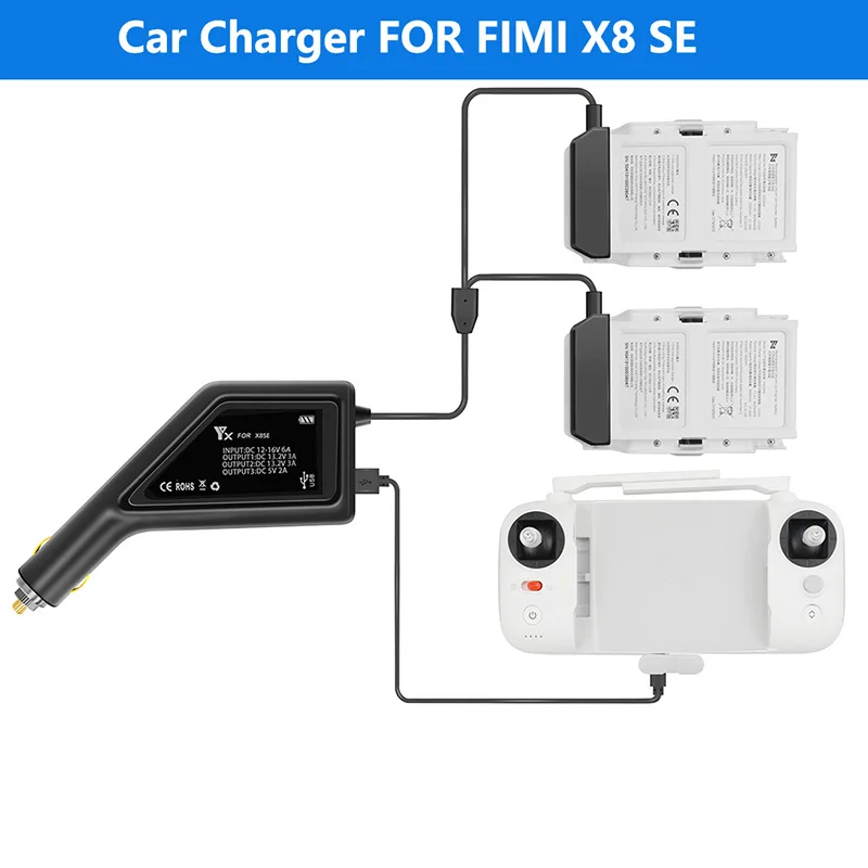 FIMI X8 SE автомобильное зарядное устройство Быстрая зарядка 2 в 1 батарея/пульт дистанционного управления зарядное устройство для FIMI X8 SE аксессуары для дрона