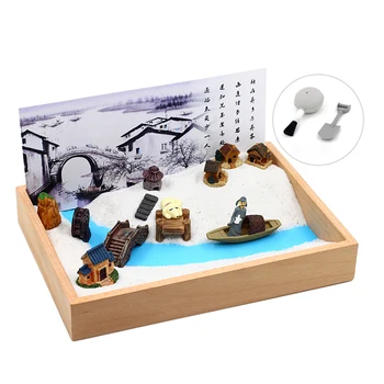 

Mini Poetic Theme Sandbox Sand Table Micro Landscape Desktop Ornaments Decompression Toy