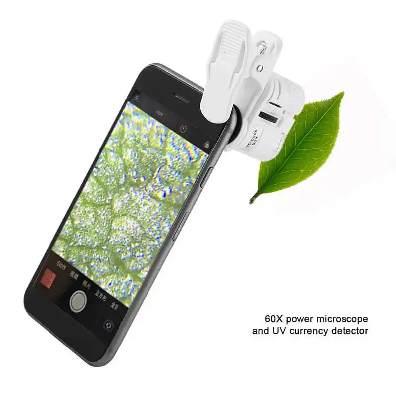 Digital Microscope 9595W 60X Magnifying Glass LED UV Light Mini Mobile Phone Clip
