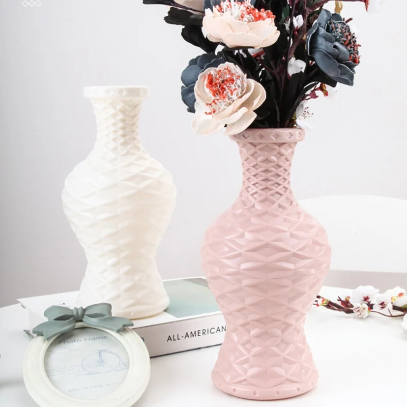 New Nordic Style Origami Plastic Vase Imitation Ceramic Flower Pot Mini Bottle Flower Basket Flower Vase Decoration Home