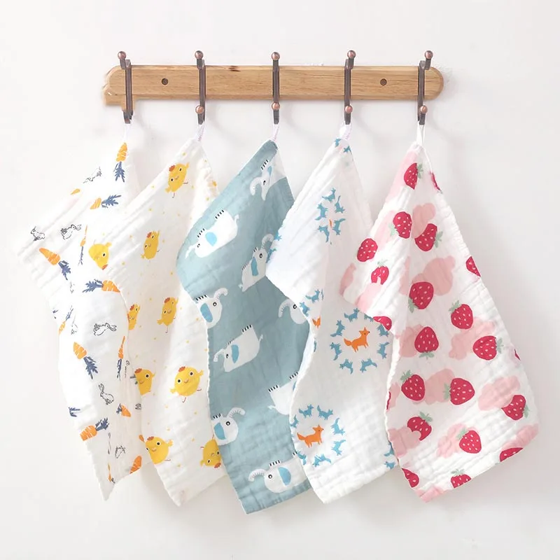 

Cotton Printed Long Square Towel Baby Six-layer Pure Combed Cotton Long Gauze Towel Newborn Feeding Baby Washing
