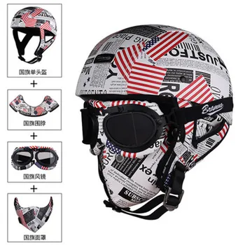 

HOT Open Face helmet motorcycle 2029 mask DOT approved visor PU leather vintage Motorbike Headgear Casque Casco usa popular