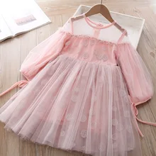 Весеннее детское платье принцессы с длинными рукавами для девочек