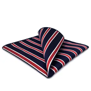 

GH04 Blue Red Striped Mens Pocket Square Silk Classic Handkerchief Wedding Accessory Hanky Party