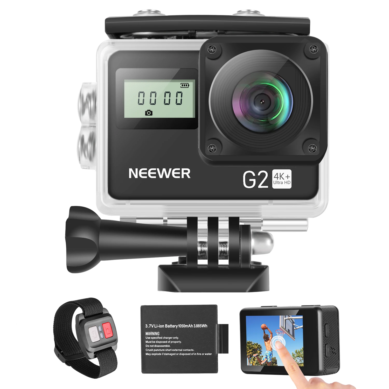 Neewer G2 4K WiFi Спортивная Экшн-камера с сенсорным экраном Ультра HD Водонепроницаемая