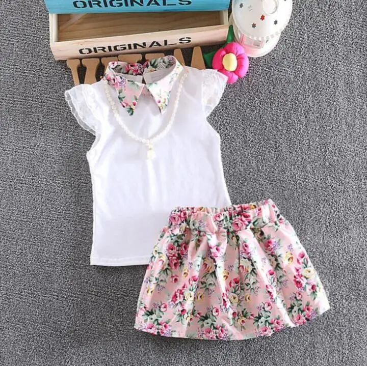 kids girls Summer tank outfits 6m 12m 2T 3T Toddler kids baby girls outfits cotton cool Tee+Shorts Pants clothes Set cute baby floral clothing set