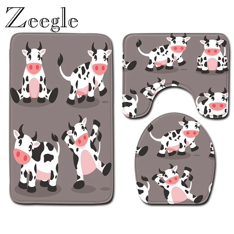 Zeegle Bath Mat Set Anti Slip Bathroom Doormat Absorbent Shower Mat Toilet Pedestal Rug Foot Mat Washable Bath Carpet Toilet Set