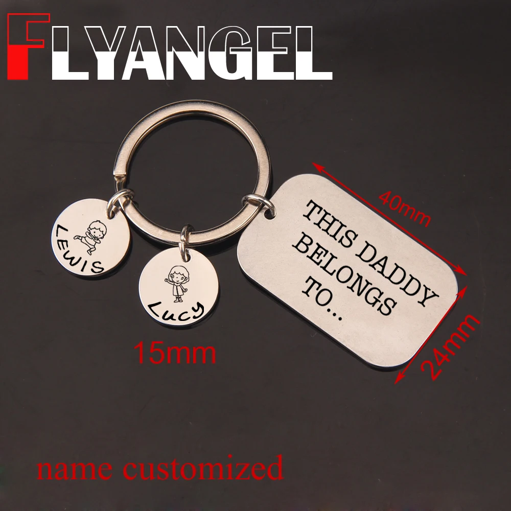 

FLYANGEL Personalized Customized Name Daddy Keychain Engraved This Daddy Belong To Family Love Keyring For Daddy Gifts