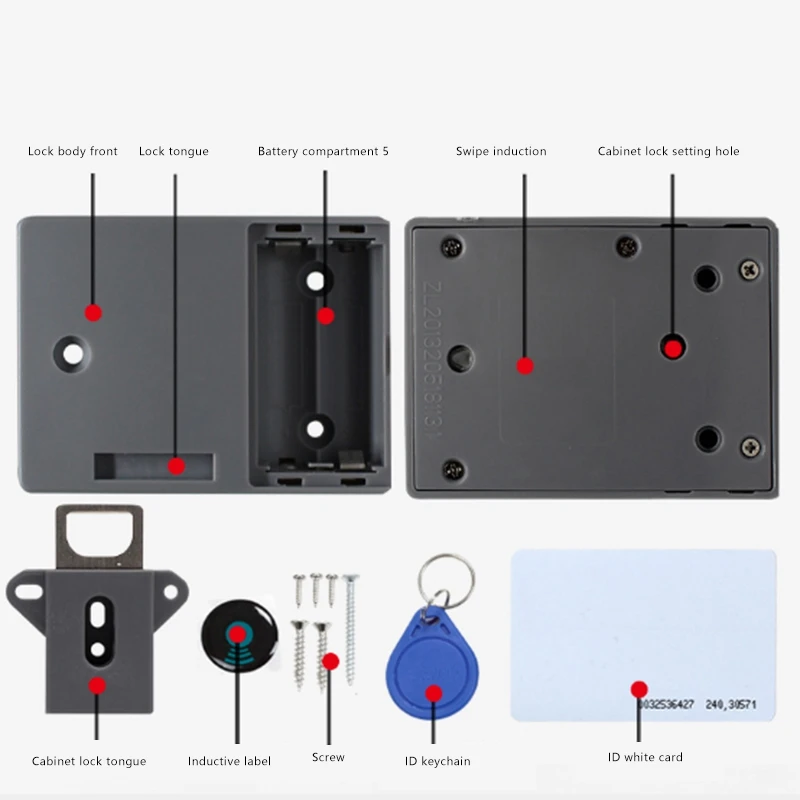 2 шт. Невидимый RFID открывающаяся интеллектуальная сенсорная Блокировка шкафа шкафчик шкаф ящик обувного шкафа дверной замок электронный Темный L