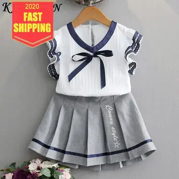 

Keelorn Girls Dress New Summer Preppy Style kids Mesh Dress T-shirt and Dress 2Pcs Outfits Girls Costumes Children Clothing 3-7Y