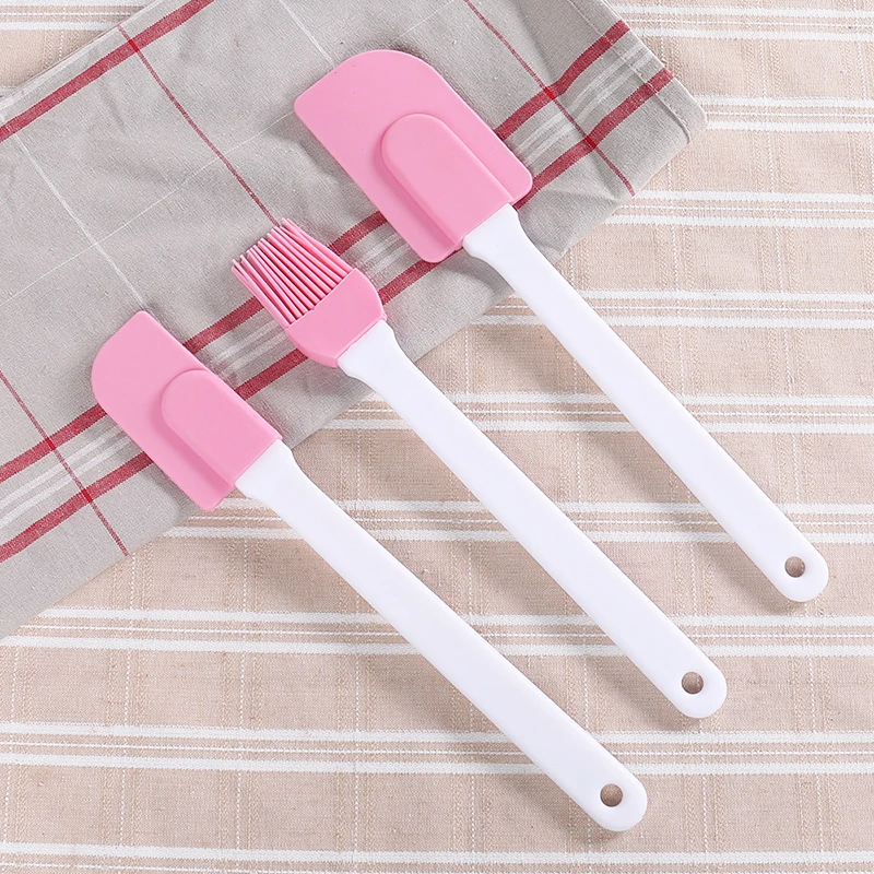 3Pcs Silicone Cream Scraper DIY Bread Cake Butter Spatula Mixer Oil Brush Non-Stick Baking Pastry Cream Spatula Kitchen Utensils