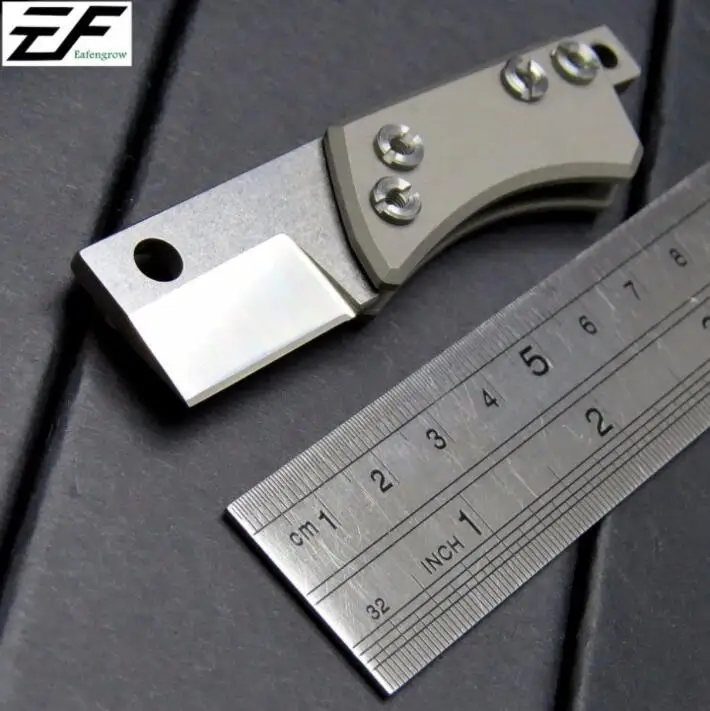 flat silver Мини-Серж bean 60HRC stoneмыть лезвие титановая ручка Кемпинг Охота Карманный Брелок Складной нож Открытый EDC Мульти инструменты - Цвет: flat silver