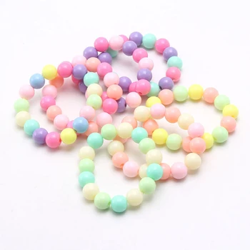 

1Pcs/ Colorful Acrylic Beads Bracelets Fashion Girls Baby Elastic Beaded Bracelets For Party Kids Child Jewelry New