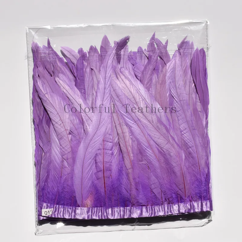 light purple 1 ярд петух перо отделка 25-30 см Coque перо нанизанная курица отделка из перьев платье/юбка/костюм карнавальный Декор - Цвет: light purple