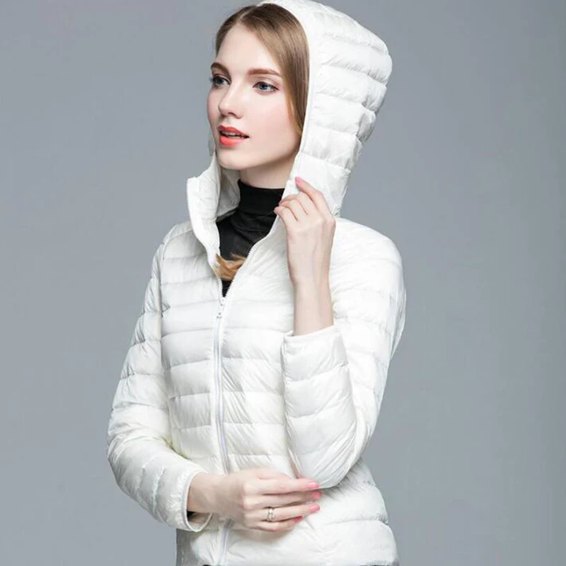 ultra light duck Down jacket women short hooded warm coat women's parka slim down jackets female Portable outerwear