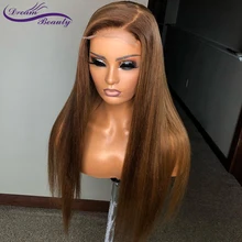 Цветной 13*6 глубокая часть кружева спереди парик прямой блонд цвет Предварительно сорванные кружевные парики бразильские волосы remy Dream beauty