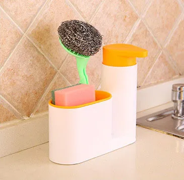 Kitchen Stoarge Rack for Cleaning Rack Washing Sponge Brush Sink Detergent Soap Dispenser Bottle Kitchen Organizer Gadgets - Цвет: Orange