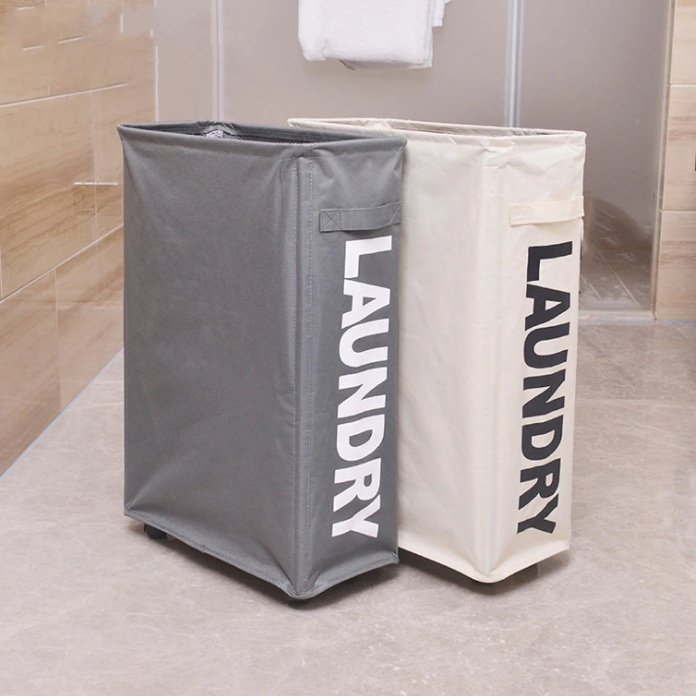 

Foldable Dirty Clothes Wicker Basket with Caster Wheels Collapsible Laundry Basket Organizer Home Storage Baskets Hamper Bags
