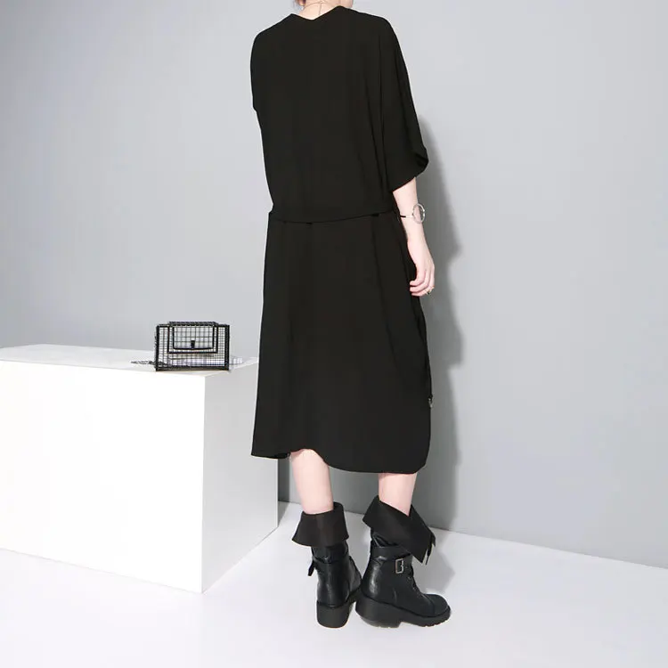 New Fashion Style Bandage Loose Temperament Loose Big Size Chiffon Dress Fashion Nova Clothing