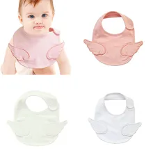 1 шт., хлопковый детский Слюнявчик с крыльями ангела, Одноцветный слюнявчик, мягкое, дышащее, самоклеящееся, многоразовые Слюнявчики для младенцев