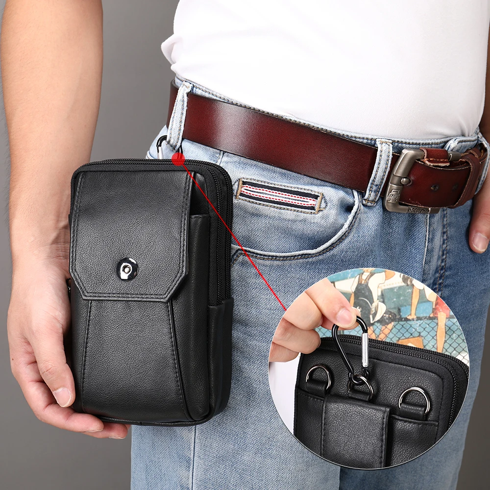 Leather Belt Pouch Mens Purses  Small Waist Bag Leather Pouch