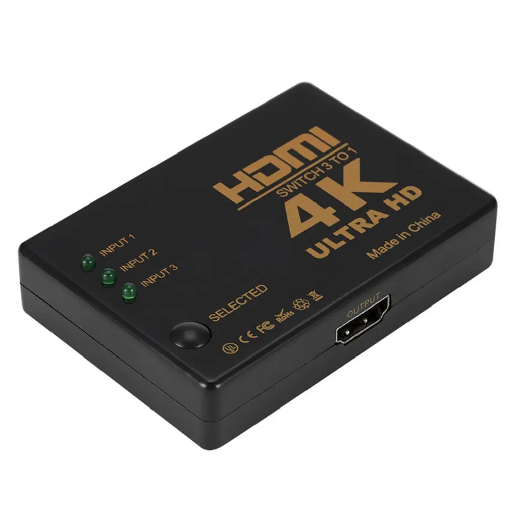 Сплиттер-переключатель HDMI 3 в 1 4K * 2K 3x1 HDTV аудио-видео адаптер с дистанционным