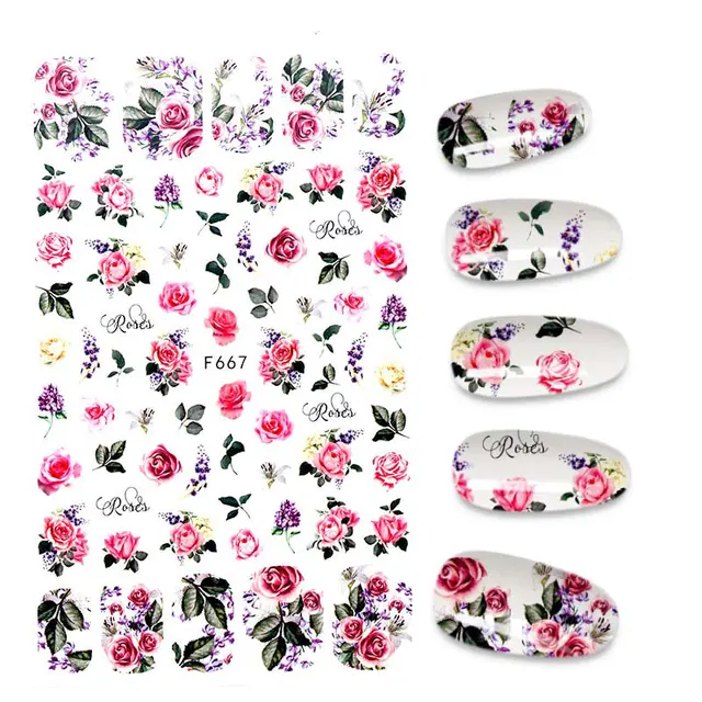 3D Nail Stickers Leaves Butterfly Panda Love Heart Design Stickers For Nails Manicure Foil Nail Art Decor pegatinas para uñas A140267