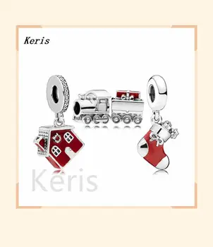 

100% 925 silver sterling new rau053 Christmas festive train house charm all jewelry present
