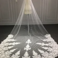 Новое поступление, кружевная белая свадебная фата с гребнем, однослойная аппликация, мягкая фатиновая Фата для невесты, дешевые свадебные аксессуары для невесты