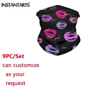 

INSTANTARTS 9pcs/Set Sexy Lips Printing Sport Hiking Scarf Sea Animal Pattern Anti Dust Face Mask Bandana Headband Shemagh Scarf
