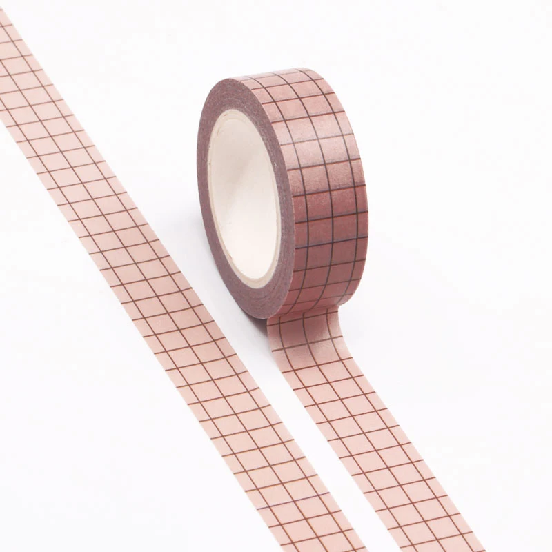 

1PC 15MM*10M Reddish Brown Plaid Designs Washi Tape Wide Sticky Adhesive Tape Scrapbooking Album DIY Decorative Paper Tape