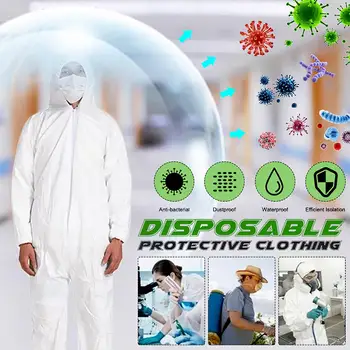 

ThickenDisposable Protective Clothing Security And Protection SMS Nonwoven Fabric Coverall CleanRoom Dustproof Jumpsuit Garment