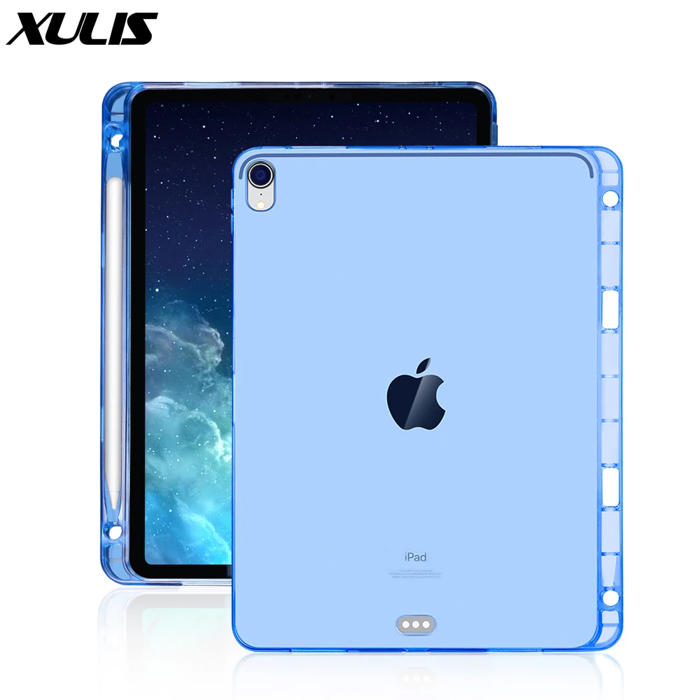 For Ipad Pro 12.9 Case With Pencil Holder Silicontransparent Case Full  Protective Soft Tpu Cover For Ipad Pro 12.9 2018 Case - Tablets & E-books  Case - AliExpress