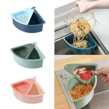 Kitchen Triangular Sink Strainer Drain Fruit Vegetable Storage Sink Filter Tool Sponge Suction Drainer Cup Rack Basket Shel M0H8