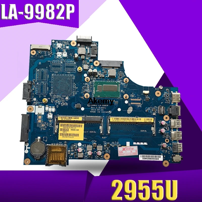 Для Dell Inspiron 15R 5537 3537 Материнская плата ноутбука CN-0D28MX 0D28MX VBW01 LA-9982P 2955U Процессор