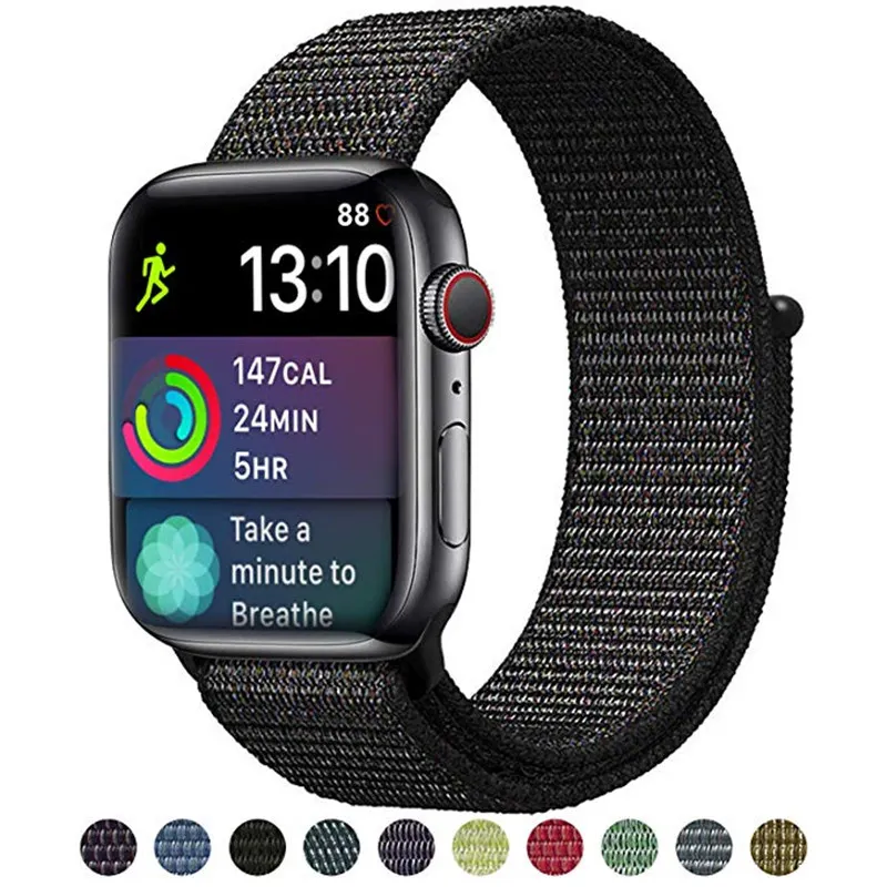 

Sport loop for apple watch series 4 3 2 1 band reflective strap for iwatch 1 2 3 4 38mm 42mm 40mm 44mm woven nylon breathable