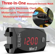 DC 12V Display a LED voltmetro digitale pannello Volt voltmetro orologio elettronico termometro per moto elettromobile