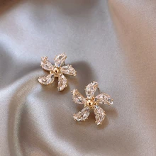 Новые модные роскошные серьги-гвоздики с кубическим цирконием, брендовые серьги-гвоздики с кристаллами и цветами, роскошные ювелирные изделия для девушек, опт, Серьги Brincos