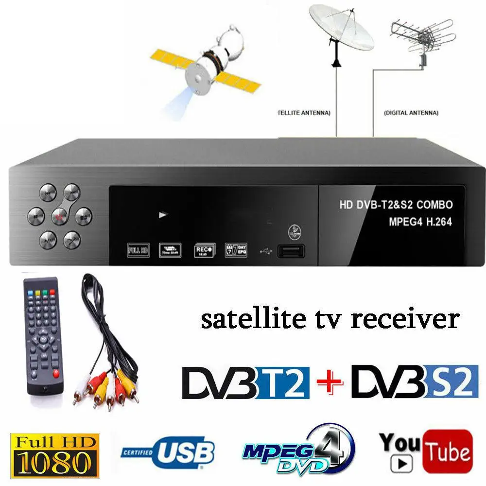 Приставка Смарт-цифровой спутниковый ТВ-приемник DVB-T2 + DVB-S2 FTA 1080P декодер-тюнер MPEG4