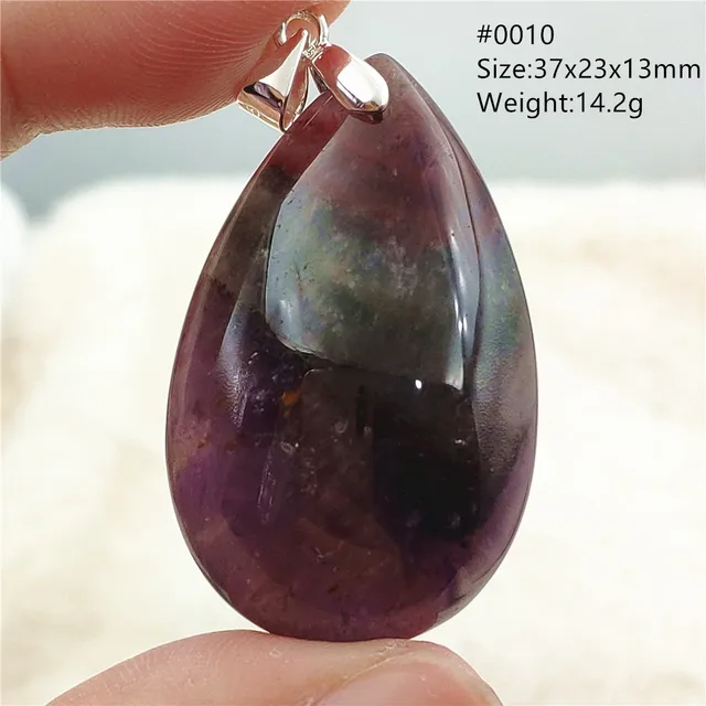 Genuine Natural Cacoxenite Auralite 23 Purple Red Pendant Water Drop Rutilated Bead Women Men AAAAAA 0010