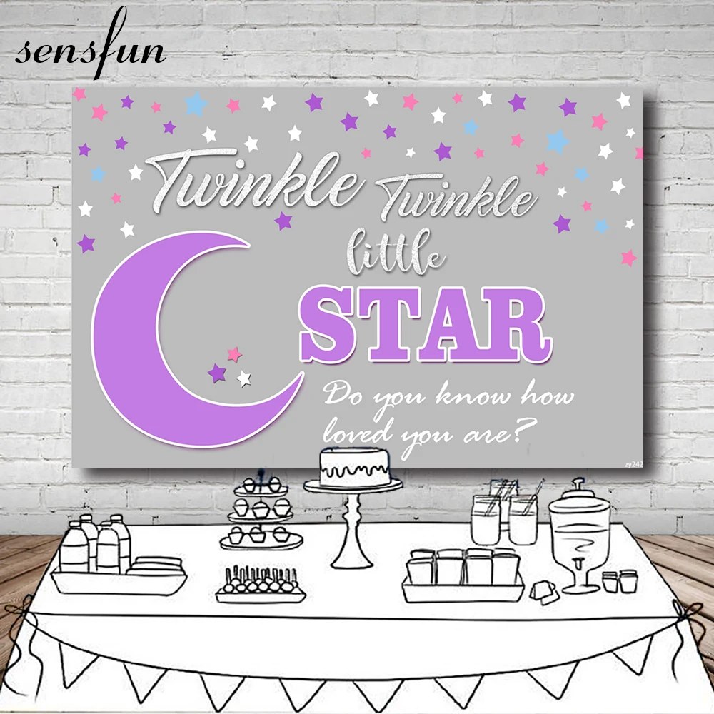 Sensfun Viola Blu Bianco Rosa Scintillio Scintillio Piccola Stella Fotografia Sfondi Baby Shower Sfondo Neonato Per Studio Fotografico