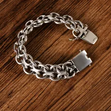 Настоящий 925 пробы, серебряный браслет в стиле панк-рок, ширина 18 мм, ювелирный браслет, новинка, мужской браслет