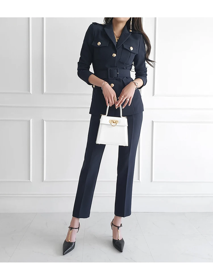 SMTHMA High Quality New 2021 Designer Runway Fashion Set Women's Single Breasted Blazer Two-Piece Pants Suit