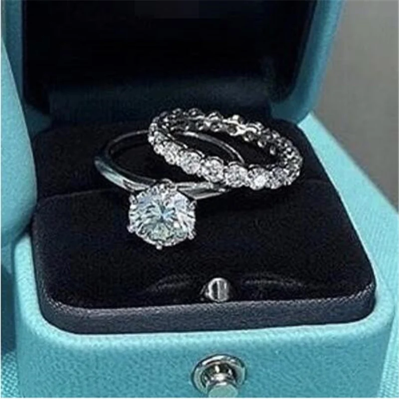 Silver Rings Brand Promise Ring Set 925 Sterling Silver Diamond For Women Engagement Wedding