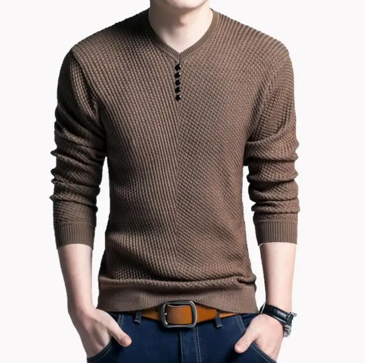 Весенне-осенний модный брендовый Повседневный свитер с круглым вырезом, облегающий вязаный мужской свитер и полосатые вязаные пуловеры для мужчин M-3XL